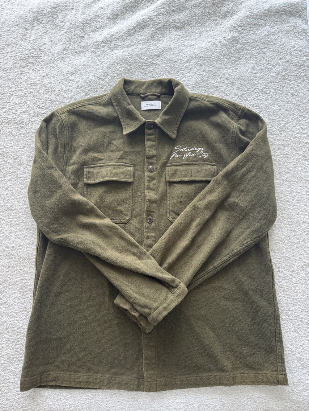 Saturdays New York City Olive Green Fleece Collar Shacket